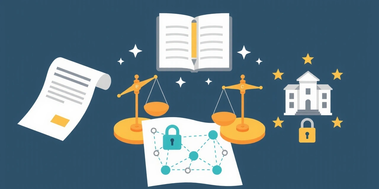 Illustration of legal documents and secure data exchange